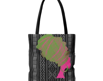 Pink / Green Afrocentric Queen Tote Bag