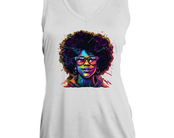 Natural Hair Ladies' Sleeveless V-Neck Tee