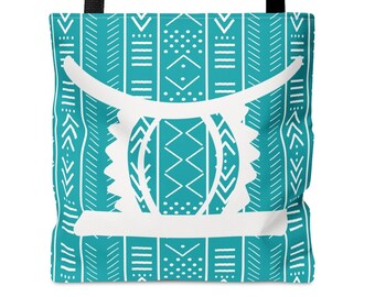 Teal Ohene Adwa (King's Stool)Tote Bag | Afrocentric Tote | Afrocentric Bag | Black Owned Business | The Power Of Love Clothing