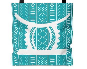Teal Ohene Adwa (King's Stool)Tote Bag | Afrocentric Tote | Afrocentric Bag | Black Owned Business | The Power Of Love Clothing