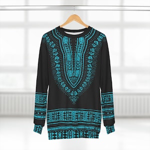 Unisex Black and Teal Unisex Dashiki Sweatshirt  | Afrocentric Sweatshirt | Black Etsy | African Sweatshirt