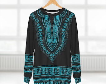 Unisex Black and Teal Unisex Dashiki Sweatshirt  | Afrocentric Sweatshirt | Black Etsy | African Sweatshirt