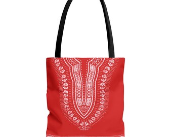 Red and White Dashiki Tote Bag | Black Girl Bag | Afrocentric Bag | Shopping Tote | Grocery Bag | The power of love