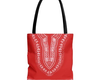 Red and White Dashiki Tote Bag | Black Girl Bag | Afrocentric Bag | Shopping Tote | Grocery Bag | The power of love