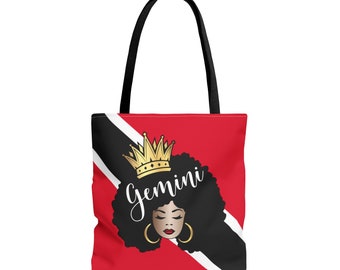 Trinidad Flag African American Woman Tote Bag | African Queen Bag | Black Girl Bag | Gemini Bag