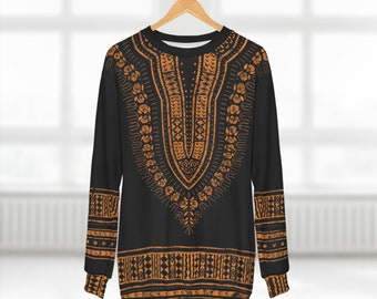 Unisex Black and Orange Unisex Dashiki Sweatshirt  | Afrocentric Sweatshirt | Black Etsy | African Sweatshirt
