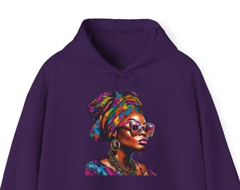 Headwrap Queen Hooded Sweatshirt Queen Shirt, Black Owned Business, Afrocentric Hoodie, Black Etsy, Black Women Shirt, Black Girl Shirt