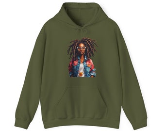 LOC Goddess Loc'd Hair Black Girl Melanin Woman Hooded Sweatshirt