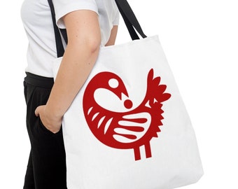 Sankofa Red and White Tote Bag | Sankofa Shopping Bag | Sankofa Tote | Adinkra Tote Bag