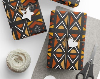 Mudcloth Inspired Wrapping Papers | African Wrapping Paper | Afrocentric Wrapping Paper | Mudcloth Craft Papers