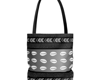 Cowrie Shell Mudcloth Inspired Tote Bag