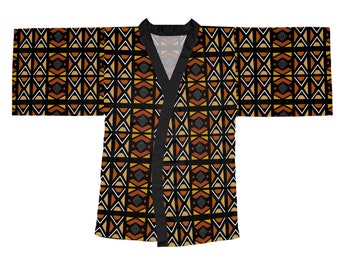 Mudcloth Inspired Kimono Robe | Afrocentric Kimono