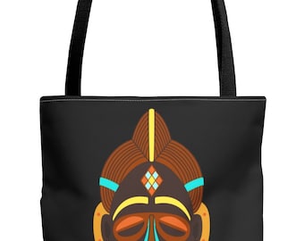 African Mask Tote Bag  | Afrocentric Tote | Afrocentric Bag | Grocery Bag | African Bag| Black Owned Business | The Power Of Love Clothing