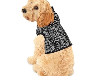 Black and White Ankara Pet Hoodie