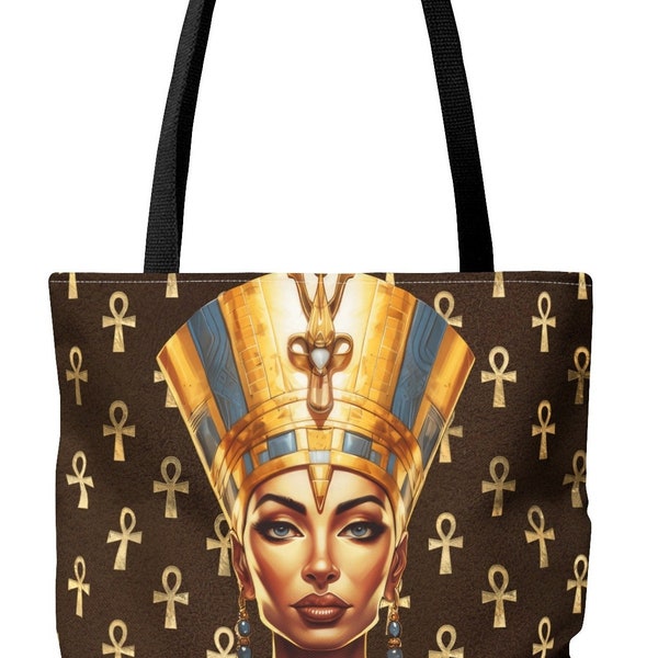 Nefertiti Ankh Tote Bag | Afrocentric Tote | Egyptian Tote