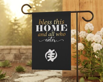 Gyenyame Bless This Home Flag | House Banner | Black Gifts | Yard Gifts | Yard Flag | Adinkra Banner