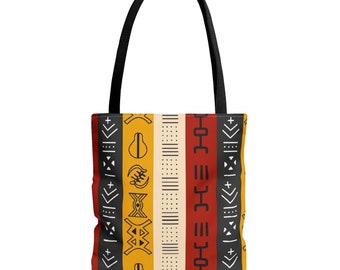 African Symbols Tote Bag | Adinkra Tote Bag | Ankara Bag