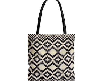 Ankara Cream and Black Tote Bag | African Print Bag