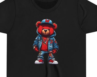 Boys Red Bear Youth Short Sleeve Tee | Hip Hop Bear