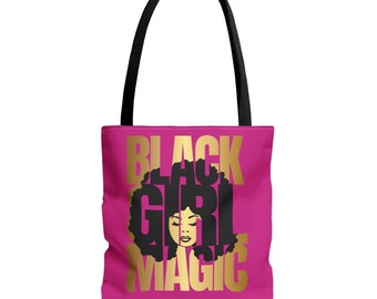 Pink Black Girl Magic Tote Bag  | Afrocentric Tote | Black Girl Bag|  Afrocentric Bag | Black Owned Business | The Power Of Love Clothing