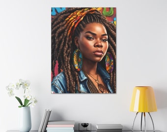 Locd Melanin Queen Canvas Gallery Wraps  | Black Girl Painting | Afrocentric Bag | Black Owned Business | The Power Of Love Clothing