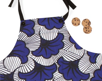 Blue Flower Ankara Apron  | Afrocentric Apron | Ethnic Apron | Black Owned Business |  | Garden Apron | Kitchen Apron | Housewarming Gifts |
