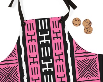 Pink Mudcloth Inspired Apron  | Afrocentric Apron | African Apron | Black Owned Business | The Power Of Love Clothing