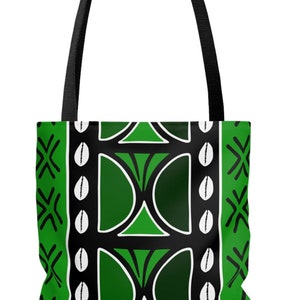 Green Mudcloth Inspired Tote Bag  Afrocentric Bag