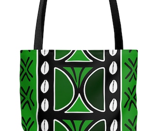 Green Mudcloth Inspired Tote Bag  Afrocentric Bag