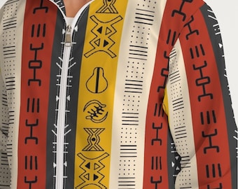African Symbols Patterns Windbreaker | Ankara Jacket | Adinkra Windbreaker