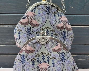 Iron-on bag Lilac Art Nouveau Mademoiselle Jugendstil Velvet shoulder bag handbag evening bag