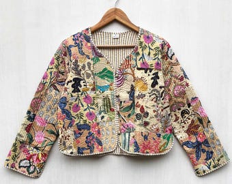 Patchwork Quilted Jackets Cotton reversible fashion jacket coat Floral kantha women girls jacket winter summer bohemian bridesmaid gift