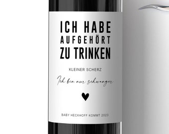 Personalisiertes Wein Flaschen Etikett Schwangerschaft verkünden | Geschenk Baby Ankündigung Babyankündigung Großeltern Schwanger Verkündung