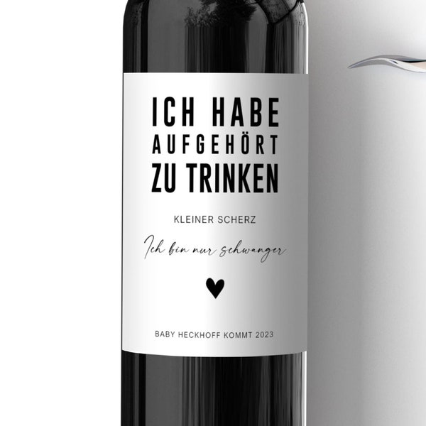 Personalisiertes Wein Flaschen Etikett Schwangerschaft verkünden | Geschenk Baby Ankündigung Babyankündigung Großeltern Schwanger Verkündung