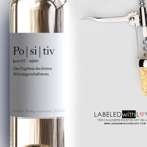 Personalisiertes Wein Flaschen Etikett Schwangerschaft verkünden | Geschenk Idee Überraschung Schwanger Baby Oma Opa Verkündung Weinetikett