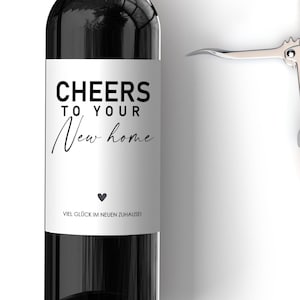 Personalized Wine Bottle Label Cheers to your new home | New Home Apartment House Moving Away Gift Move-in Gift Friends