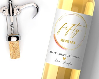 Personalisiertes Wein Flaschen Etikett Geschenk 50 Geburtstag | Geburtstagsgeschenk Freundin Freund Weinetikett personalisiert 40 60 70