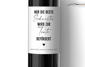 Personalisiertes Wein Flaschen Etikett Schwangerschaft verkünden Tante Onkel | Geschenk Überraschung Schwanger Baby Ankündigung Großeltern