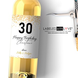 Personalized Wine Bottles Label Gift 30 Birthday Gold | Birthday gift girlfriend friend wine label personalized