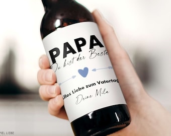 Personalisiertes Bier Flaschen Etikett Vatertag Geschenk für Männer Bester Papa | Bieretikett Vatertagsgeschenk Geburtstagsgeschenk Ihn