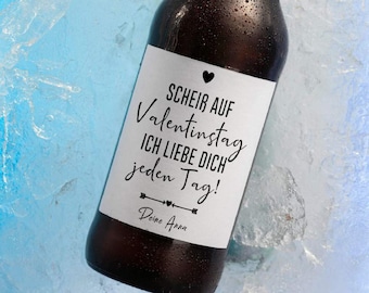 Personalisiertes Bier Flaschen Etikett Scheiß auf Valentinstag für Männer | Valentinstagsgeschenk Geschenk Bieretikett Ihn Freund Mann