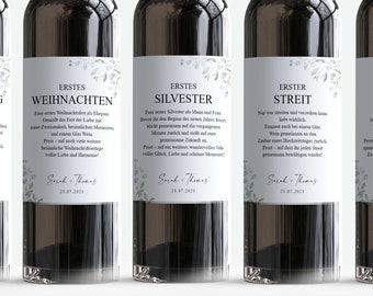 Personalisierte Hochzeit Meilenstein Wein Flaschen Etiketten ||| Hochzeitsgeschenk Geschenk wedding gifts Jahrestag Weinetikett Ehe Boho