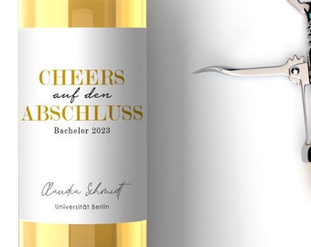 Personalisiertes Wein Flaschen Etikett Abschluss Cheers | Abitur Bachelor Master Absolvent Absolventin Graduierung Doktor Geschenk 2023