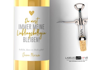 Personalisiertes Wein Flaschen Etikett Lieblings Arbeitskollegin | Lieblingskollegin Freundin Geschenk Geburtstag Abschied Dankeschön Büro