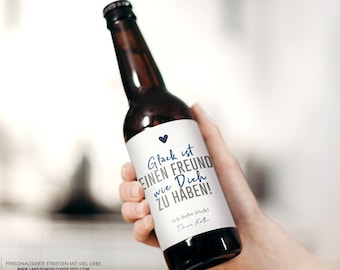 Personalisiertes Bier Flaschen Etikett Glück ist einen Freund Valentinstag für Männer | Valentinstagsgeschenk Geschenk Bieretikett Ihn Mann