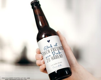 Personalisiertes Bier Flaschen Etikett Glück ist einen Freund Valentinstag für Männer | Valentinstagsgeschenk Geschenk Bieretikett Ihn Mann