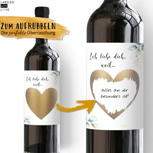 Personalized Wine Bottles Label Valentine's Day Scratch | Gift Valenstinstagsgeschenk wine label for men Him friend man