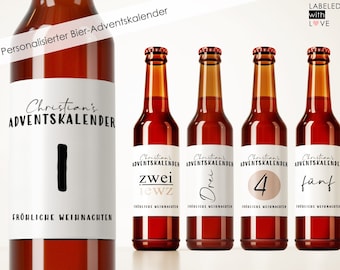 Personalisierter Bier Adventskalender Bierflaschenetikett | Advent calendar Weihnachten Weihnachtsgeschenk Bierkasten Freund Mann Papa