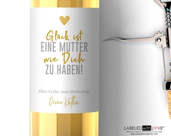 Personalisiertes Wein Flaschen Etikett Muttertag Geschenk | Muttertagsgeschenk Weinetikett Personalisiert Beste Mama Glück mothers day gift