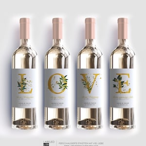 Personalisierte Meilenstein Wein Flaschen Etikett Hochzeit L O V E | Hochzeitsgeschenk Geschenk wedding gifts Hochzeitsdeko Weinetikett